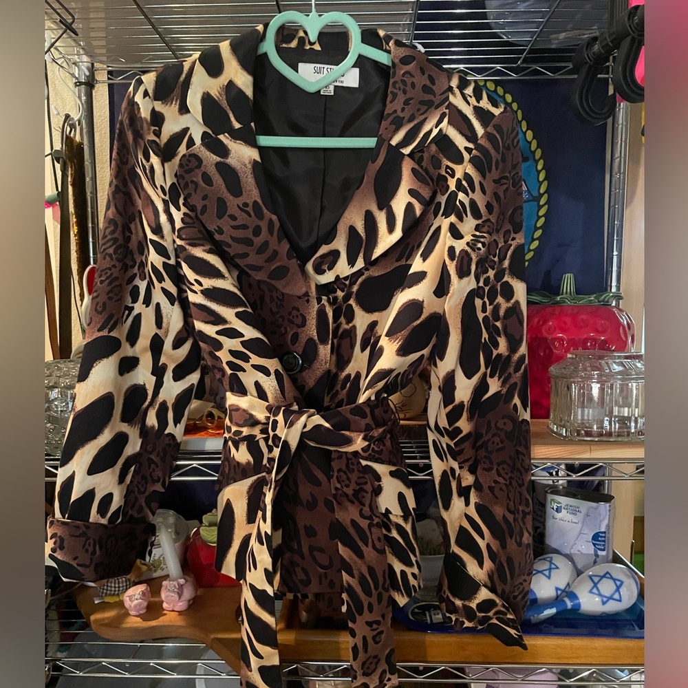 Suit Studio Animal Print Blazer with Belt